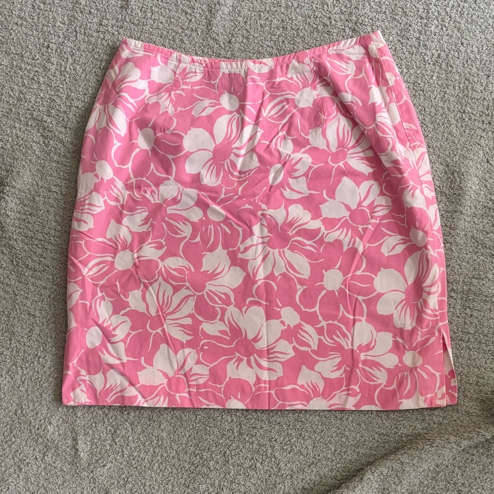 Casual Corner Pink and White Mini Pencil Skirt